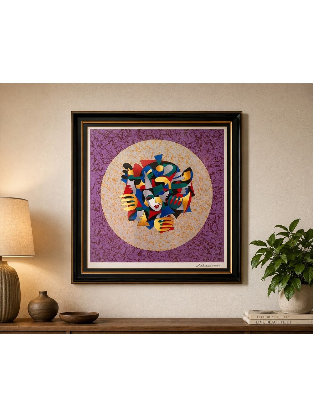 FRAMED ANATOLE KRASNYANSKY SERIGRAPH MUSICAL SPHERE SIGNED
